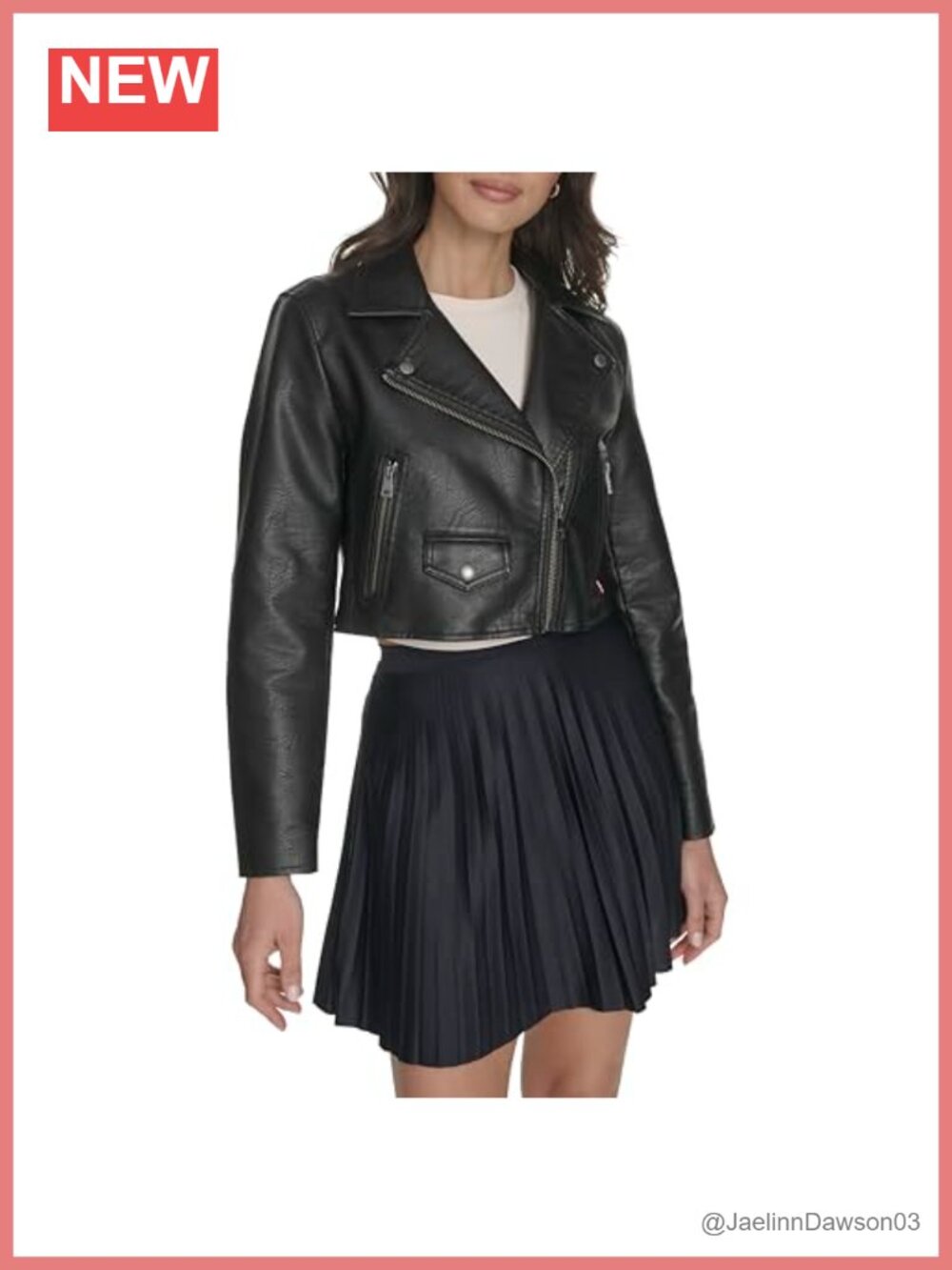 Cropped Faux Leather Moto Jacket Asymmetrical Zip Notch Collar